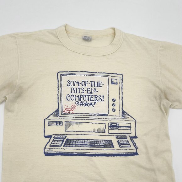 Vintage 80s T-Shirt Computer Humor Tech IT Funny Graphic Tee Retro Novelty Print - Picture 12 of 15